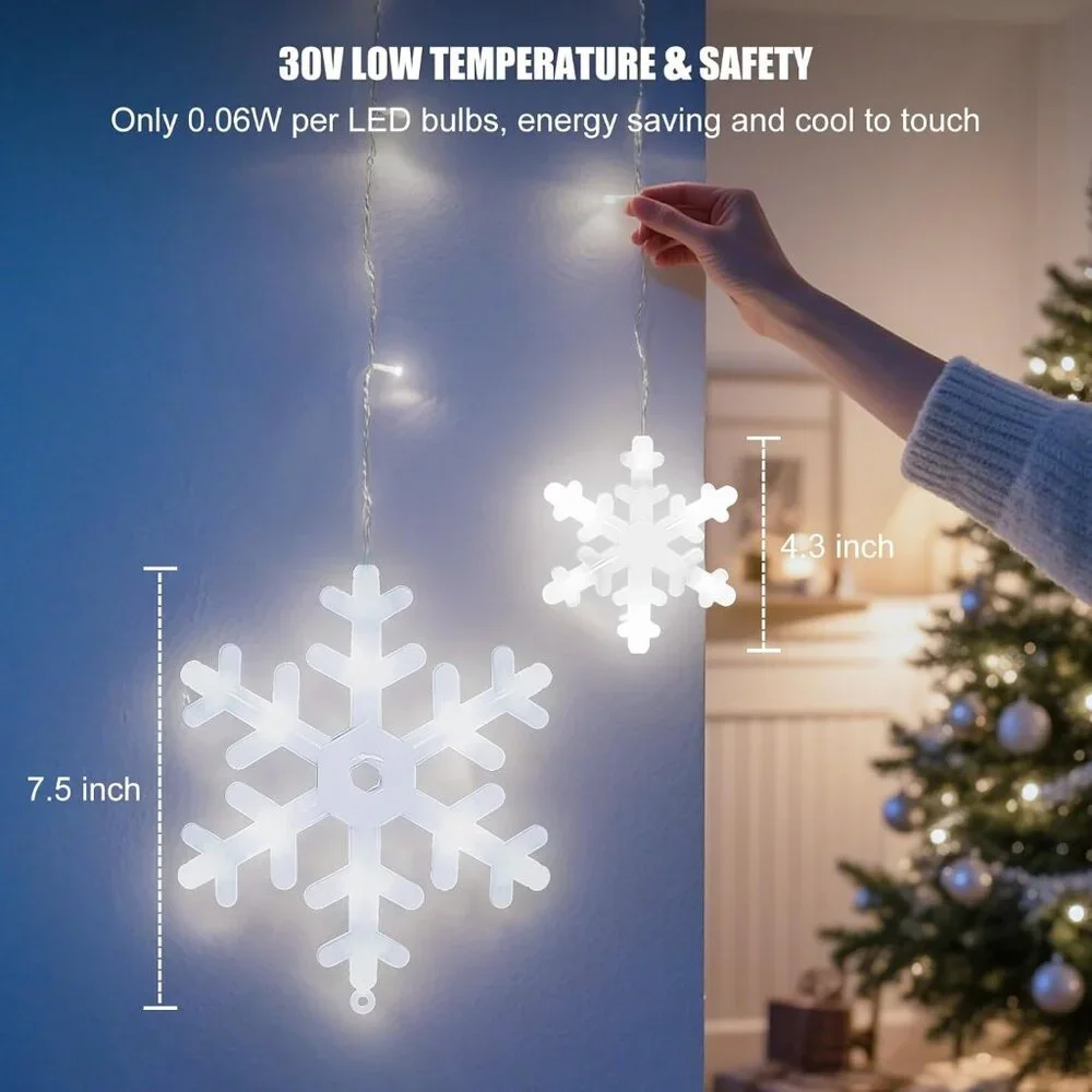 Stunning 192 LED Snowflake Outdoor Lights - 13FT, IP65 Waterproof, Connectable